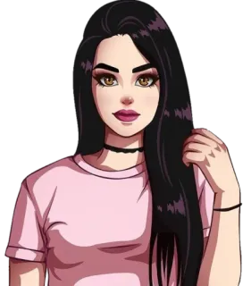 💆‍♀ mujer, chica, morena, sticker, dibujos animados, camisa rosa telegram sticker