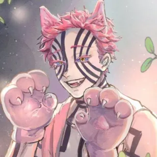 😳 Akaza Demon Slayer Аниме, Клинок, рассекающий демонов, Аказа, Кошачьи ушки, Фанарт telegram sticker