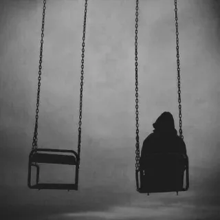 🙂 sad, swing, lonely, silhouette, dark, melancholy, sadness telegram sticker