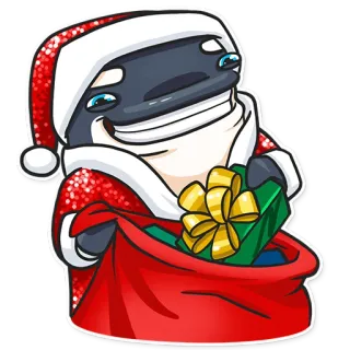 🎅 orca, whale, christmas, santa claus, holiday, gift, festive, cartoon telegram sticker