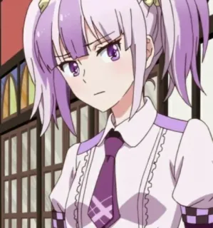 🍭 anime, girl, purple hair, tie, cute, portrait telegram sticker