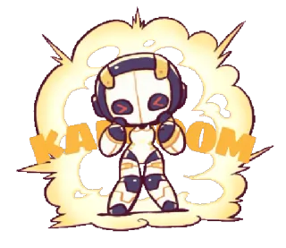 💥 KABOOM 로봇, 쾅, 폭발, 만화, 스티커 telegram sticker