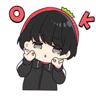 👌 OK ok, animé, dessin animé, mignon, approbation whatsapp sticker