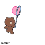 👍 Brown oso, marrón, burbujas, lindo, dibujos animados, Line Friends telegram sticker