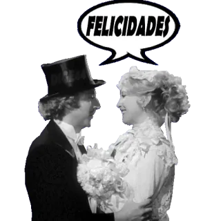 👰 FELICIDADES boda, felicitaciones, matrimonio, celebración, pareja, blanco y negro whatsapp sticker