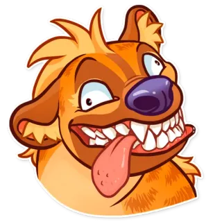 😜 鬣狗, 卡通, 动物, 搞笑, 咧嘴笑, 舌头 telegram sticker