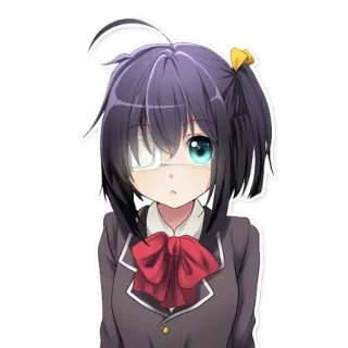 😕 Rikka Takanashi Love, Chunibyo & Other Delusions! Anime, Mädchen, Augenklappe, Süß, Schuluniform telegram sticker