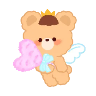 🐻 urso, anjo, asas, fofo, kawaii, coração telegram sticker