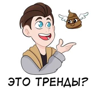 💩 ЭТО ТРЕНДЫ? 潮流, 卡通, 男人, 便便, 翅膀 telegram sticker