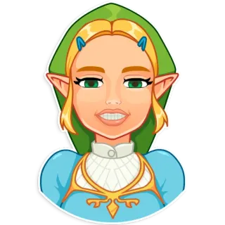 😬 Zelda The Legend of Zelda эльф, видеоигра, принцесса, милый, блондинка, портрет telegram sticker