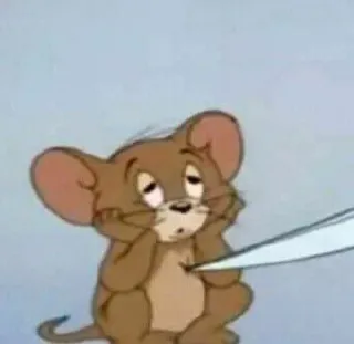 😕 Jerry Tom and Jerry desenho animado, rato, triste, exausto, suspirando, cansado telegram sticker
