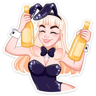 🥂 кролик, девушка, вечеринка, праздник, алкоголь, шампанское, ура, женщина whatsapp sticker