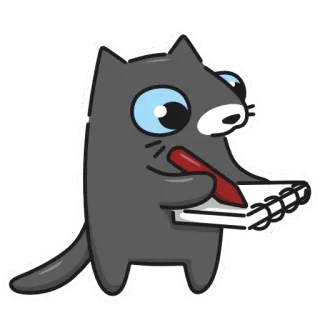 ✏️ gatto, scrittura, disegno, schizzo, cartone animato, animale, quaderno, penna telegram sticker
