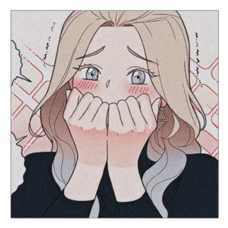 🤩 cartoon, girl, sad, crying, worried, female whatsapp sticker