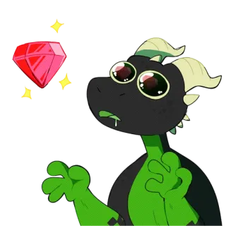 😍 dragon, gemme, dessin animé, mignon, drôle, autocollant telegram sticker