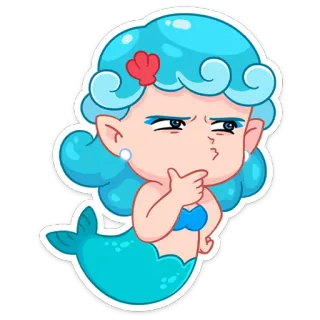 🤨 Putri duyung, Kartun, Laut, Samudra, Karakter, Lucu, Fantasi, Air telegram sticker