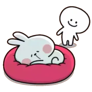 😴 мультфильм, персонаж, кролик, животное, милый, сон, улыбающееся лицо whatsapp sticker