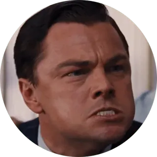 😧 Leonardo DiCaprio The Wolf of Wall Street ลีโอนาร์โด ดิแคพรีโอ, คนรวยวอลล์สตรีท, ภาพยนตร์, นักแสดง, หน้า, มีม telegram sticker