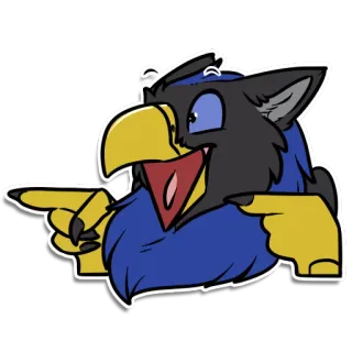 👈 pássaro, apontando, desenho animado, animal, adesivo, ilustração whatsapp sticker