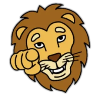🦁 lion, dessin animé, animal, pointage whatsapp sticker