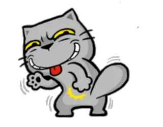 😛 Katze, Tier, Cartoon, Fröhlich, Grau, Lachend, Lustig telegram sticker