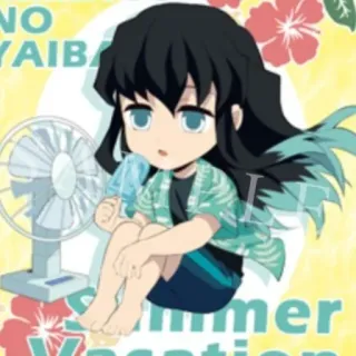 ☁️ Summer Vacation Anime, Musim panas, Liburan, Lucu, Chibi, Penggemar, Es loli telegram sticker