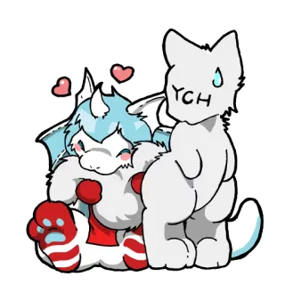💕 YCH furry, imut, antropomorfik, hewan, kartun, monster telegram sticker