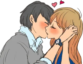 ❤️ 사랑, 커플, 키스, 만화, 로맨스, 애니메이션 스타일 telegram sticker