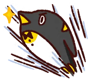 🐧 penguin, cartoon, bird, angry, speed, motion whatsapp sticker