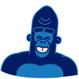 😆 gorila, desenho animado, animal, macaco, mamífero, azul telegram sticker