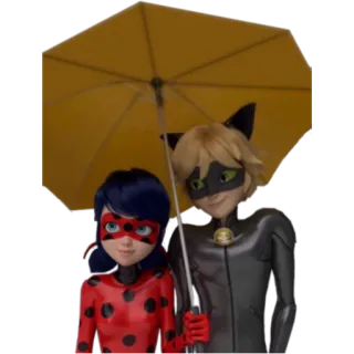 🌂 Ladybug and Cat Noir Miraculous: Tales of Ladybug & Cat Noir 레이디버그, 블랙캣, 우산, 만화, 우정, 로맨스 whatsapp sticker