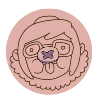 🐷 desenho animado, rosto, óculos, idosa, fofo telegram sticker