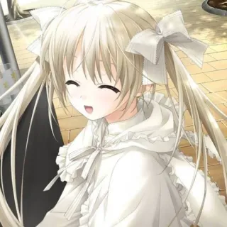 😍 anime, ragazza, carina, kawaii, manga, capelli bianchi telegram sticker