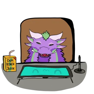 😾 DUM BINCH JUICE 龙, 果汁盒, 卡通, 冒犯性语言, 幽默 whatsapp sticker