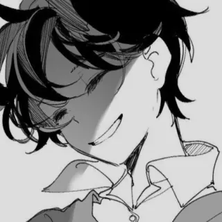 ♠️ anime, manga, portrait, monochrome, boy, illustration telegram sticker