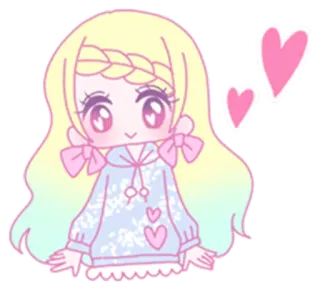 😍 аниме девушка, каваий, милый, сердечки, мультфильм, пастельный telegram sticker