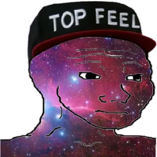 😎 TOP FEEL meme, wojak, feels, galaxy, hat telegram sticker