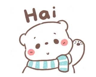 💬 Hai urso, fofo, saudação, acenando, desenho animado telegram sticker