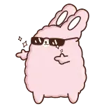 😎 kelinci, jari tengah, menyinggung, kartun, stiker, merah muda telegram sticker