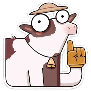 ☝️ 牛, 動物, 漫画, ステッカー, メガネ, 帽子 telegram sticker
