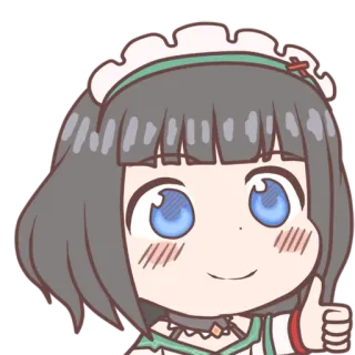 👍 Anime, Chibi, Criada, Pulgar arriba, Lindo telegram sticker
