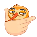 🤔 burung, kartun, jari, gerakan, menunjuk, tangan whatsapp sticker