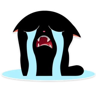 😭 Katze, weinen, Tränen, traurig, schwarze Katze, Cartoon telegram sticker