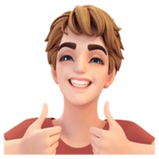 👍 Dessin animé, Personnage, Pouce levé, Approbation, Positif whatsapp sticker