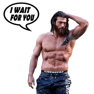 🖐 I WAIT FOR YOU man, muscular, abs, fitness, waiting telegram sticker
