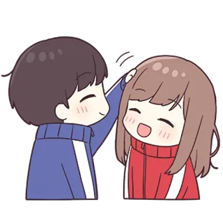 💙 cartoon, anime, couple, cute, love, affection whatsapp sticker