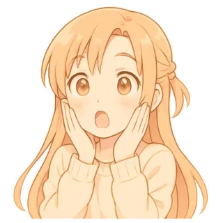 😱 Asuna Yuuki Sword Art Online Аниме, Девочка, Мило, Удивлённый, Мультфильм whatsapp sticker