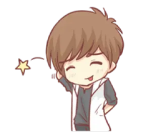 😛 chibi, fofo, estilo anime, desenho animado, estrela, piscadela telegram sticker