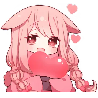 🩷 anime, fofo, kawaii, coração, rosa, chibi, menina whatsapp sticker