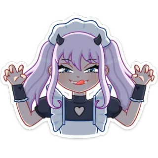 😈 Anime, Démon, Servante, Mignon, Sticker, Dessin animé, Illustration telegram sticker